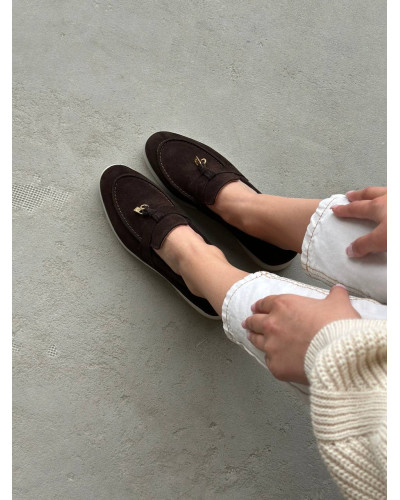 Женские лоферы из натуральной замши Your Step в шоколадном цвете Арт. 156-6